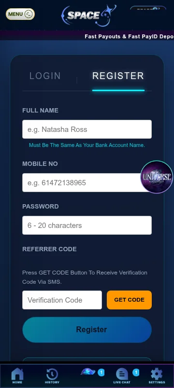 Space9 Casino mobile browser access